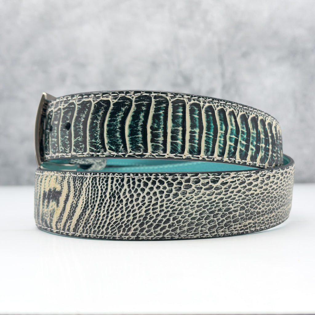 Ostrich Shin Belt — Seafoam