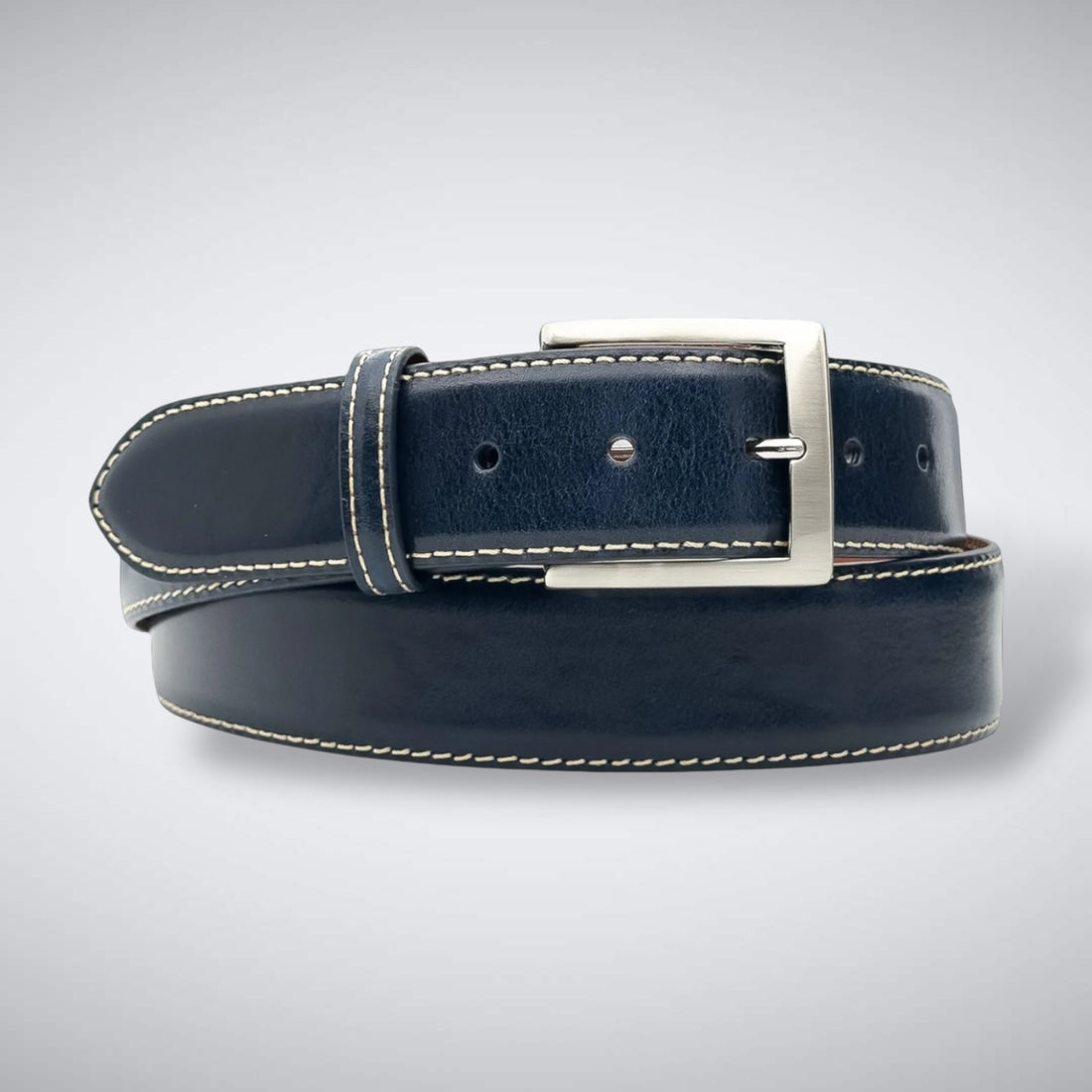 Ready To Ship Italian Calf Belt: Navy Calf (1.5 Width)