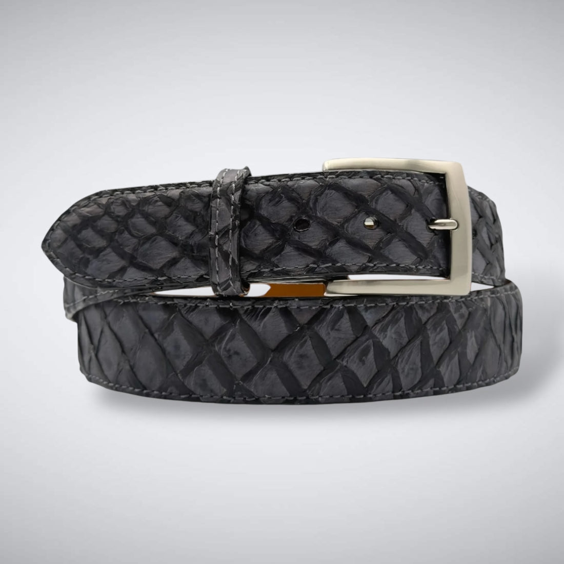 Ready To Ship Pirarucu Belt: Grey Fog