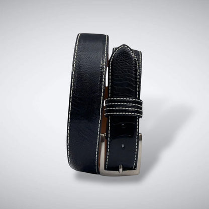 Ostrich Shin Belt: Navy