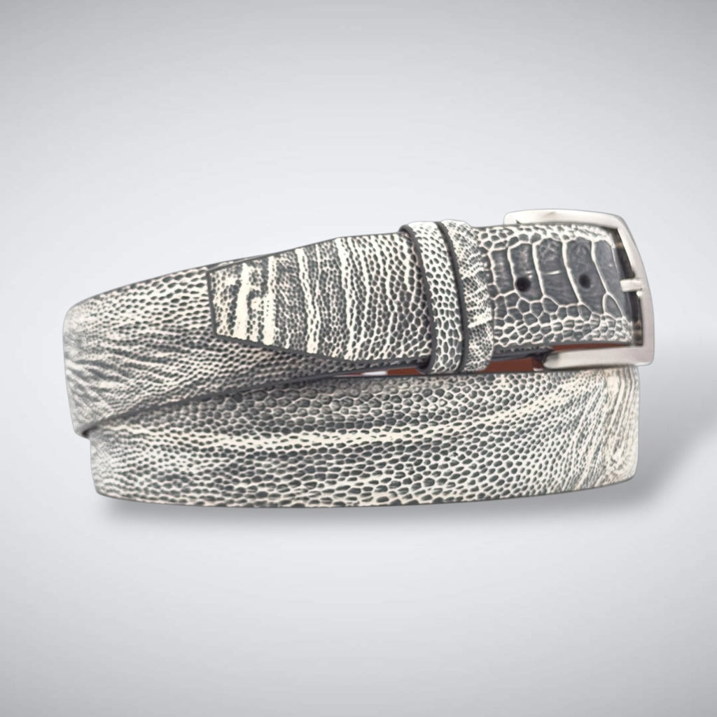 Ostrich Belt — Gray and White | Shin