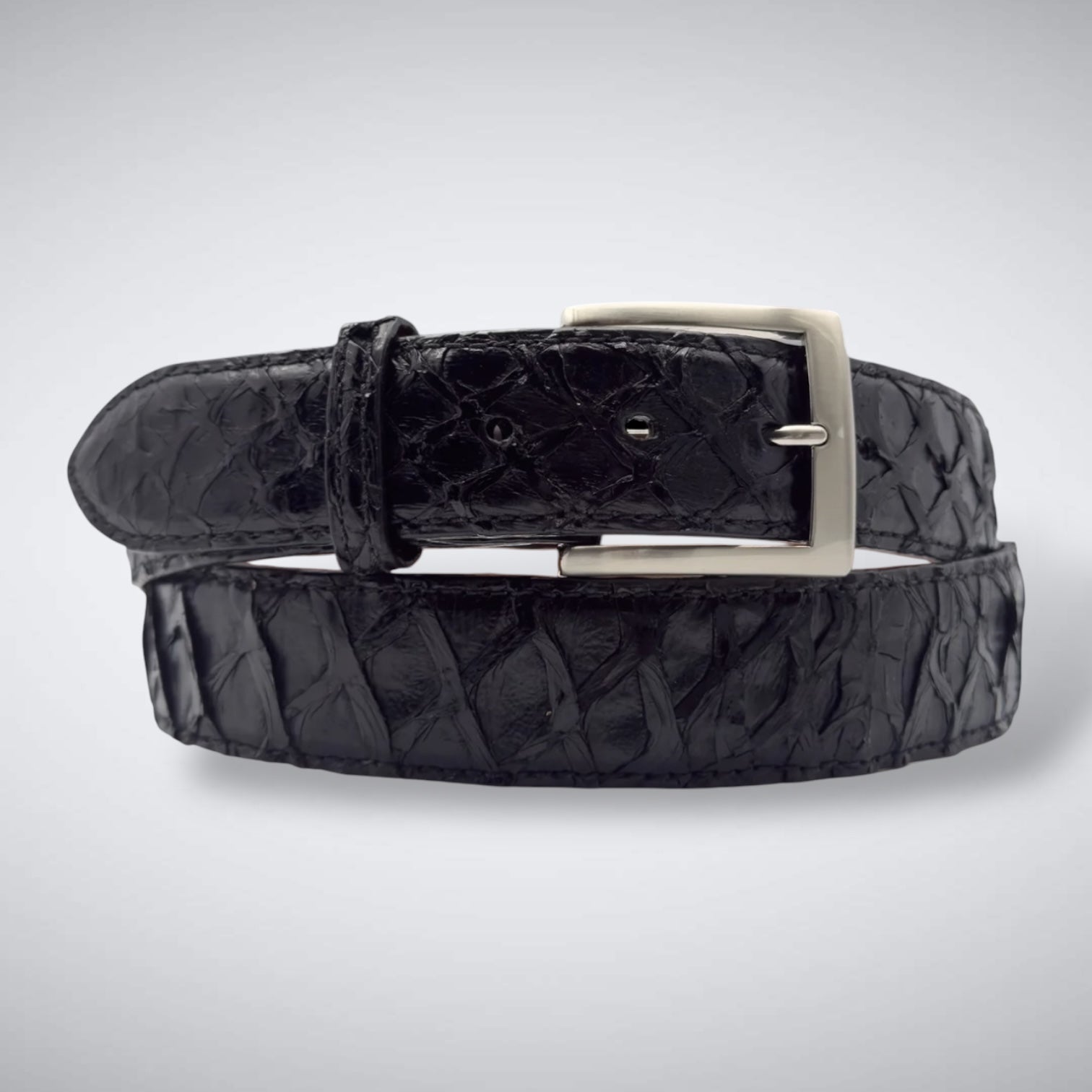 Ready To Ship Pirarucu Belt: Black