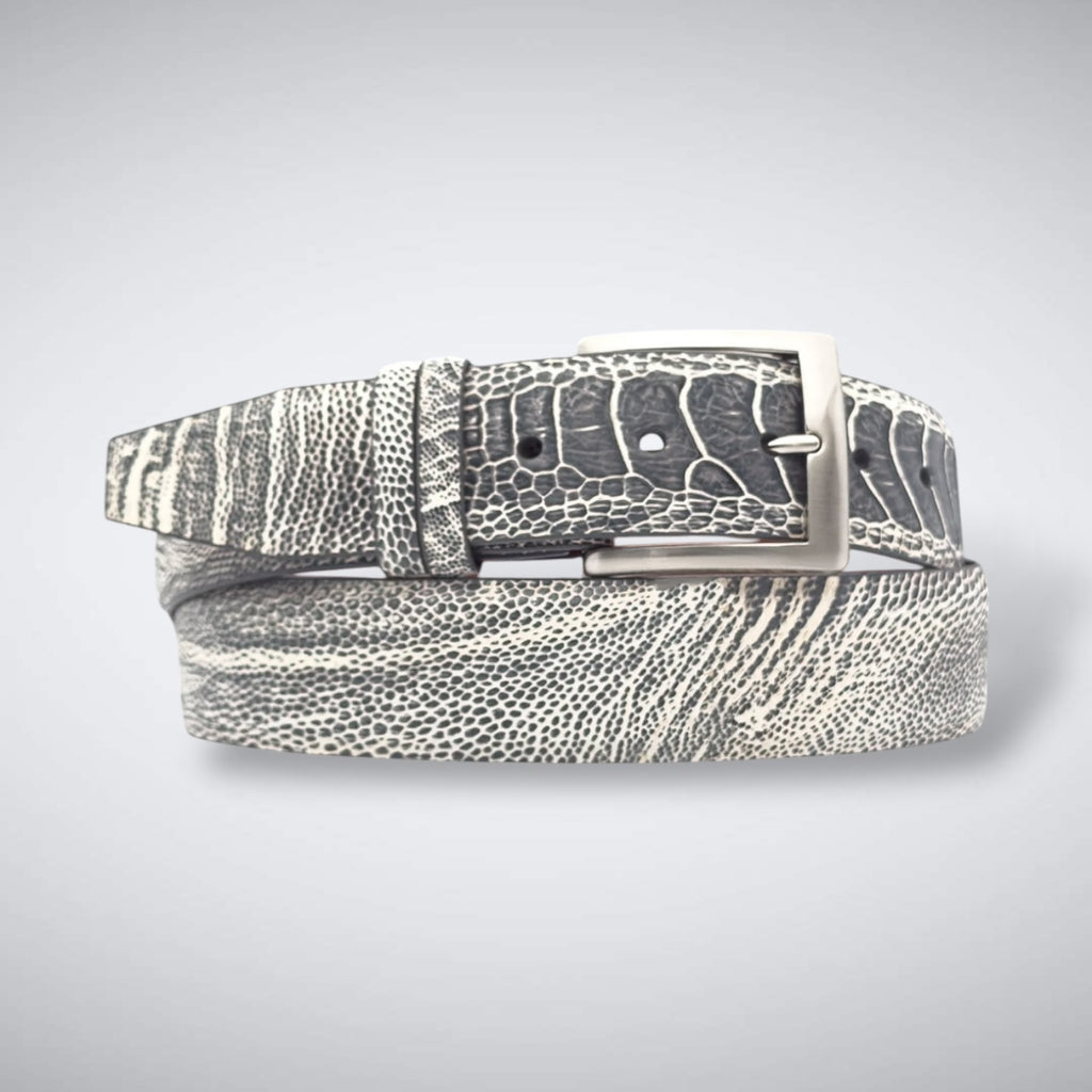 Ostrich Belt — Gray and White | Shin