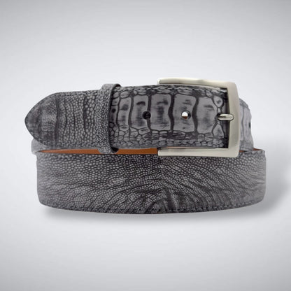 Ostrich Shin Suede Belt: Grey