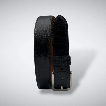 Ostrich Shin Belt: Matte Black