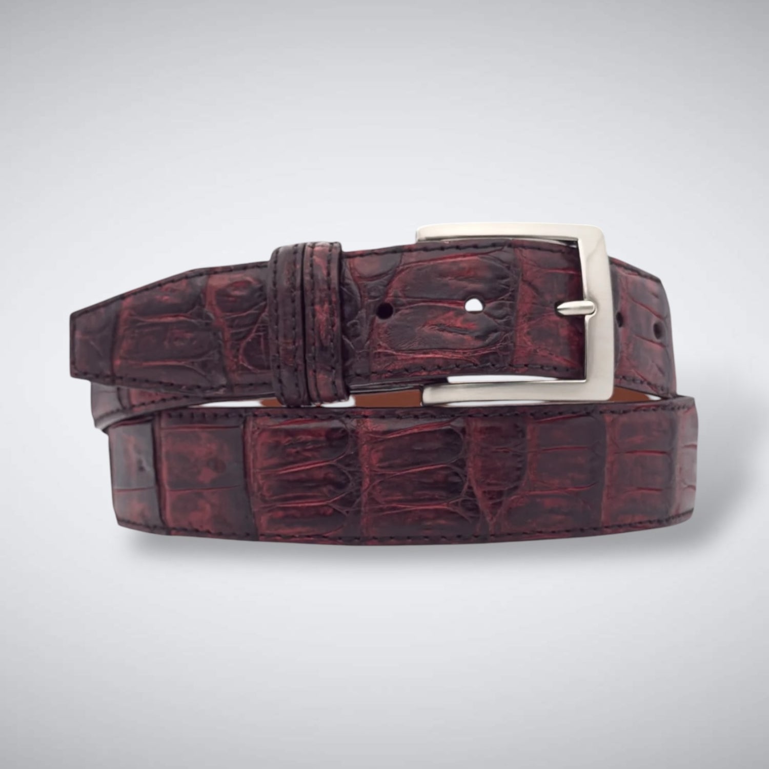 Ready To Ship Caiman Belt: Maroon Mulligan 1.5&quot; Width