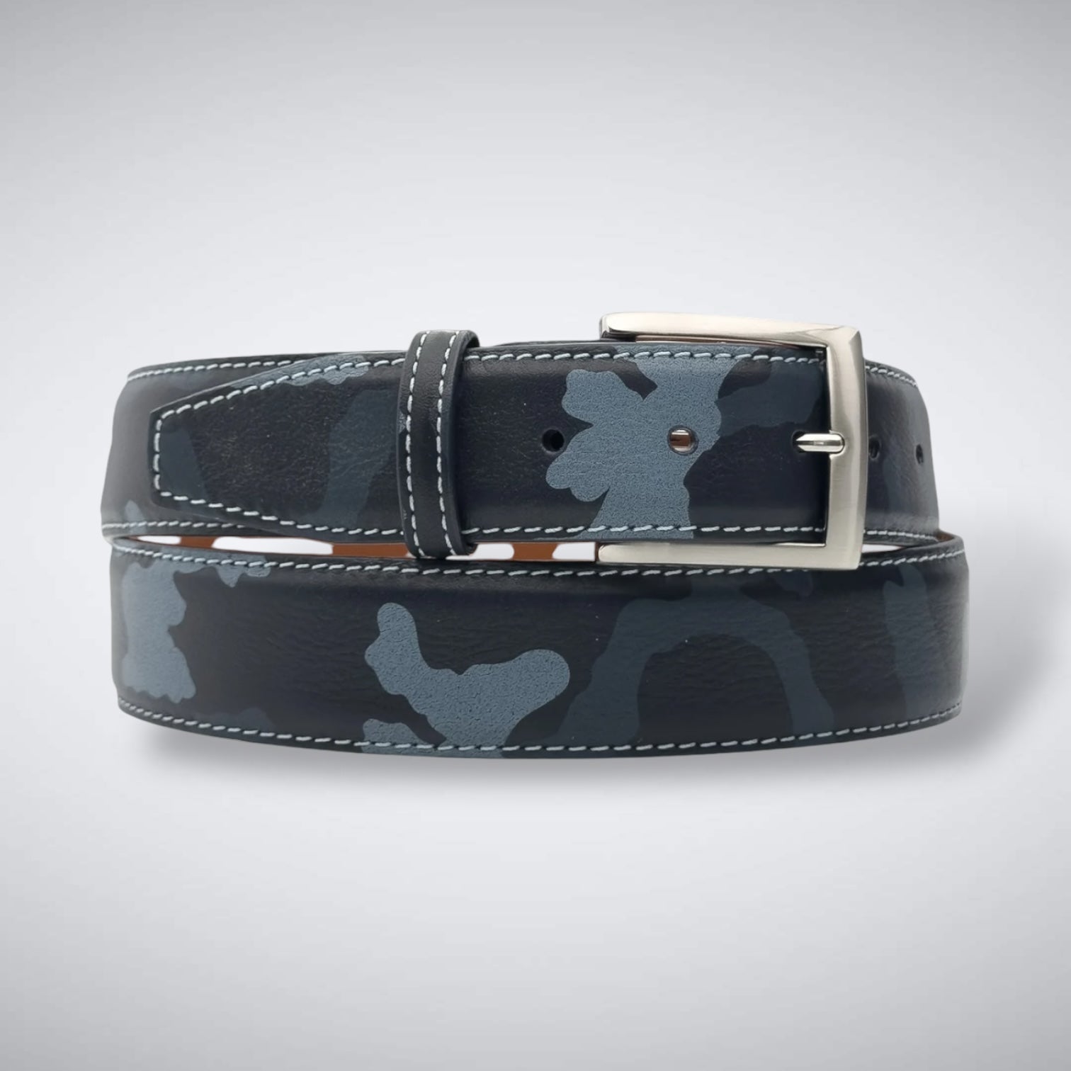 Ready To Ship Italian Calf Belt: Navy Camo (1.5 Width)