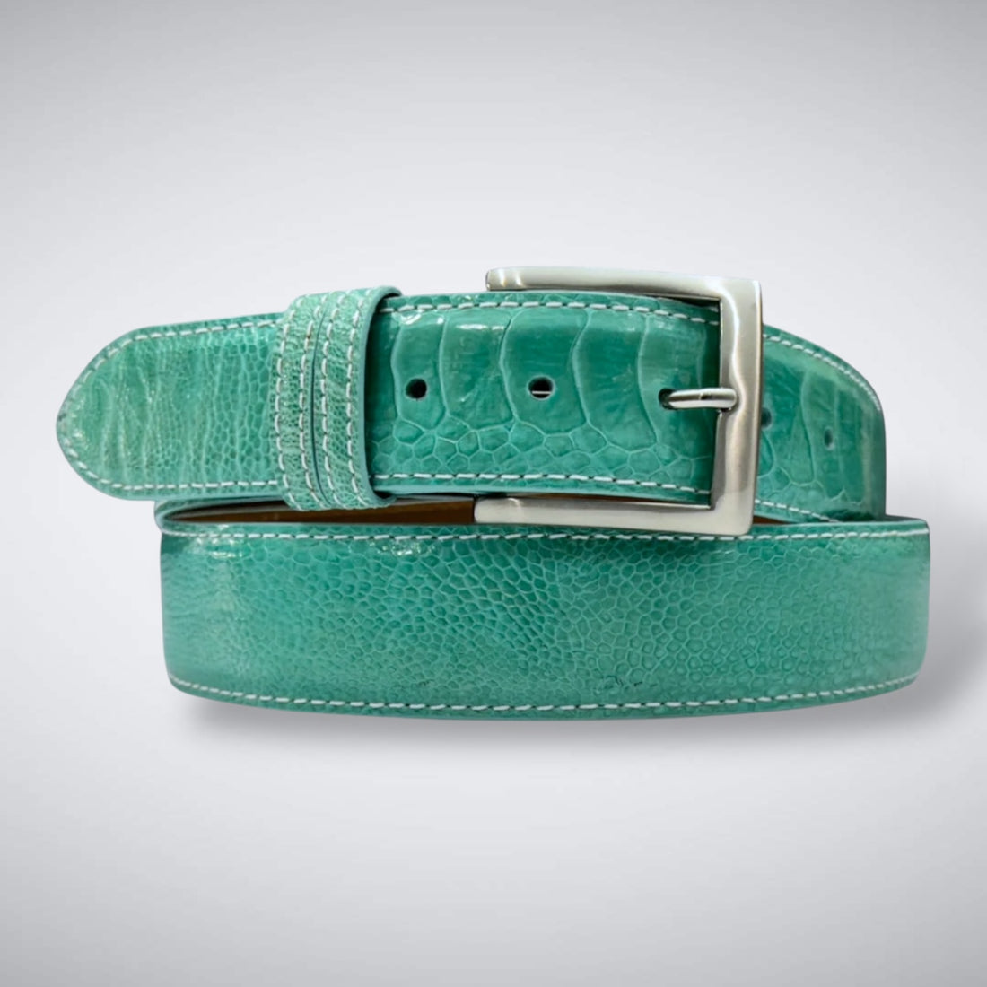 Ostrich Shin Belt: Tiffany