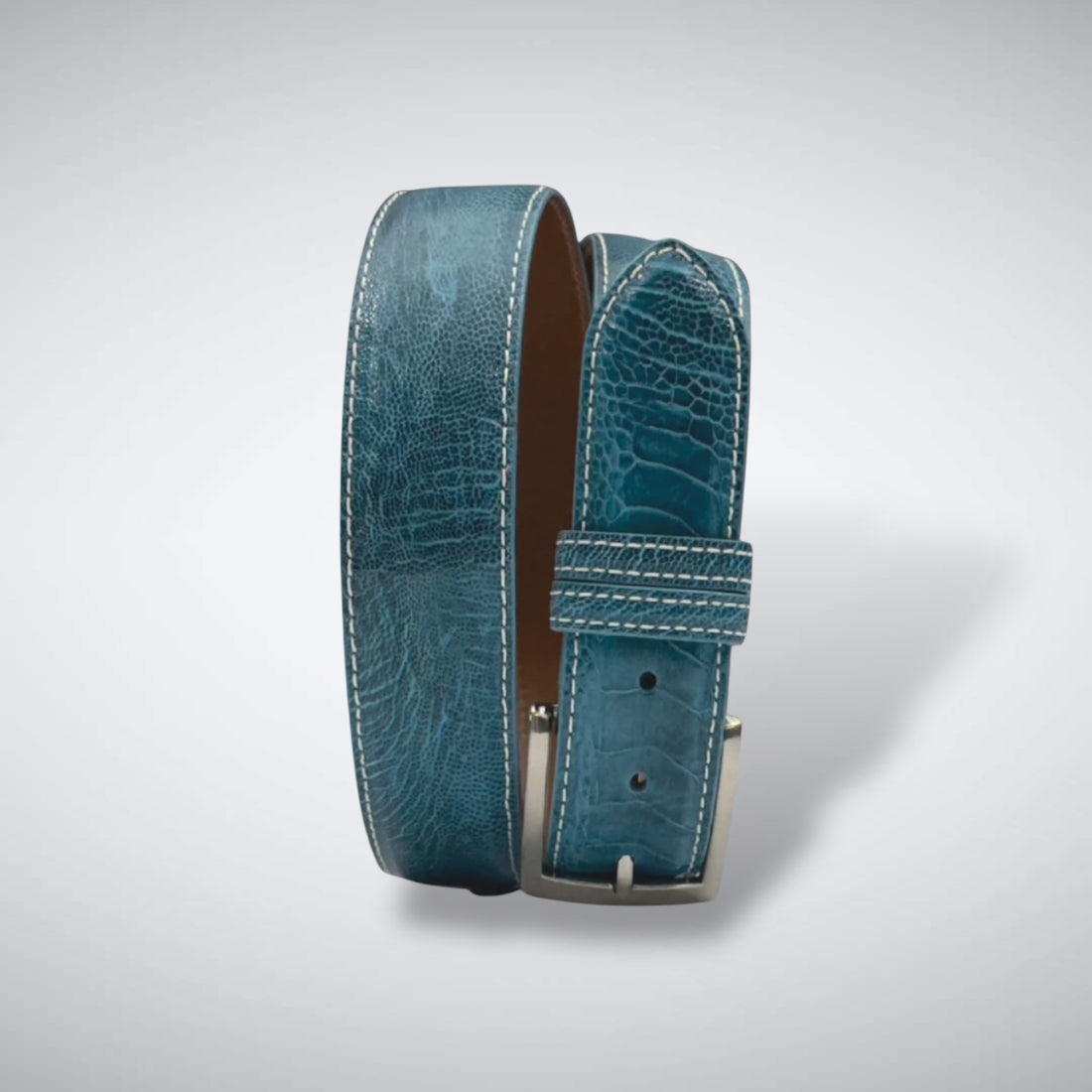 Ostrich Shin Belt: Teal