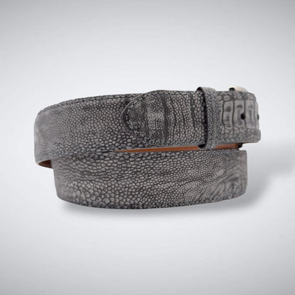 Ostrich Shin Suede Belt: Grey