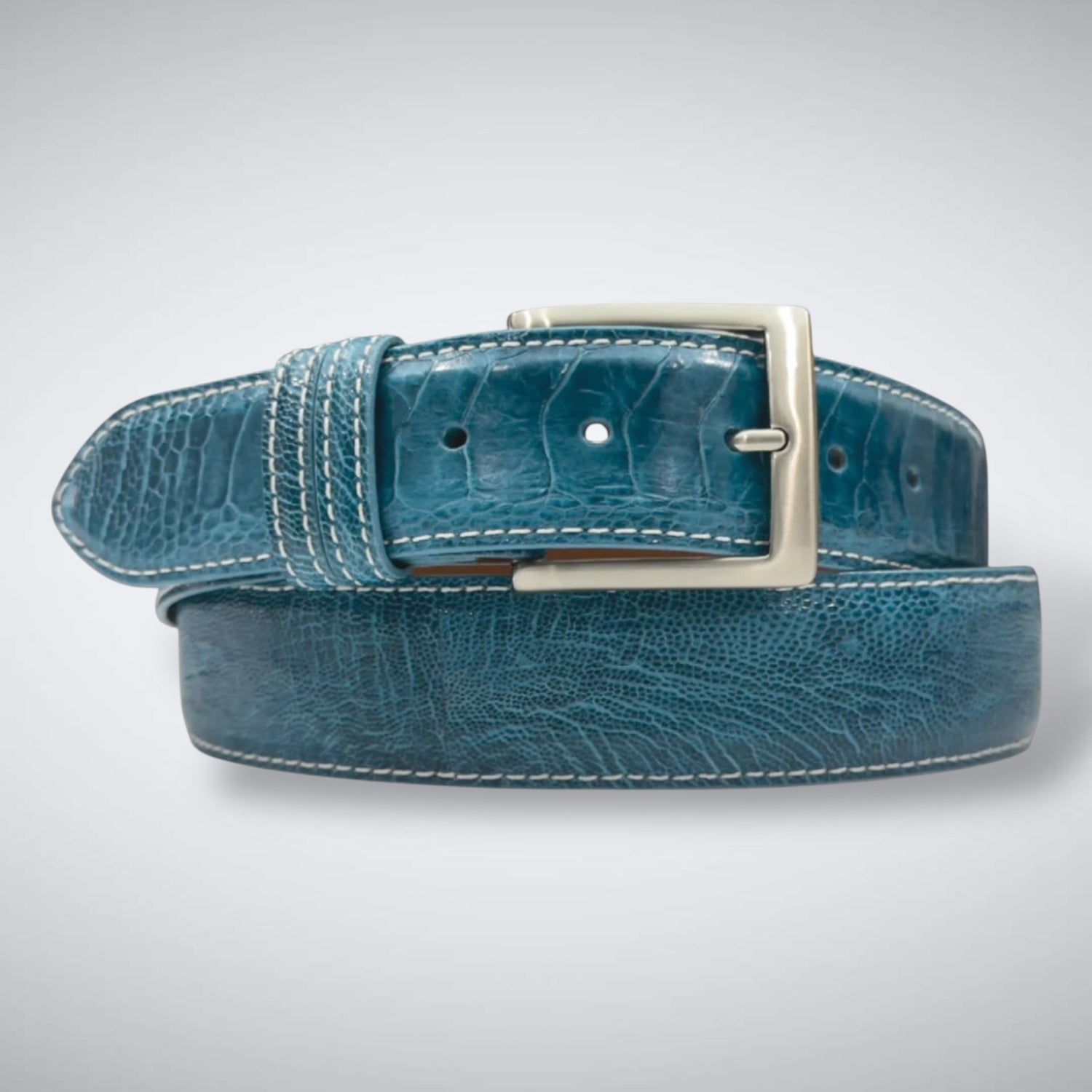 Ostrich Shin Belt: Teal