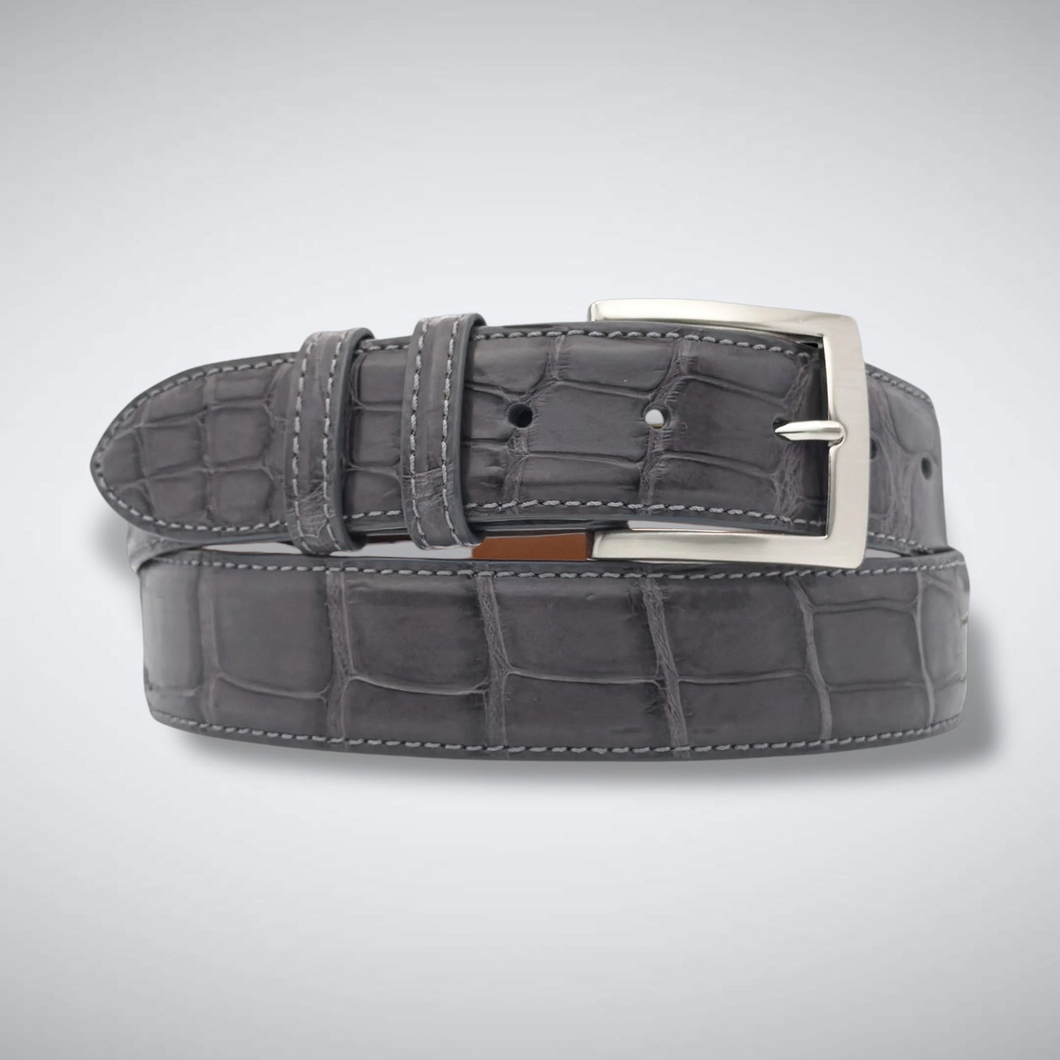 American Matte Alligator Belt One Piece: Grey