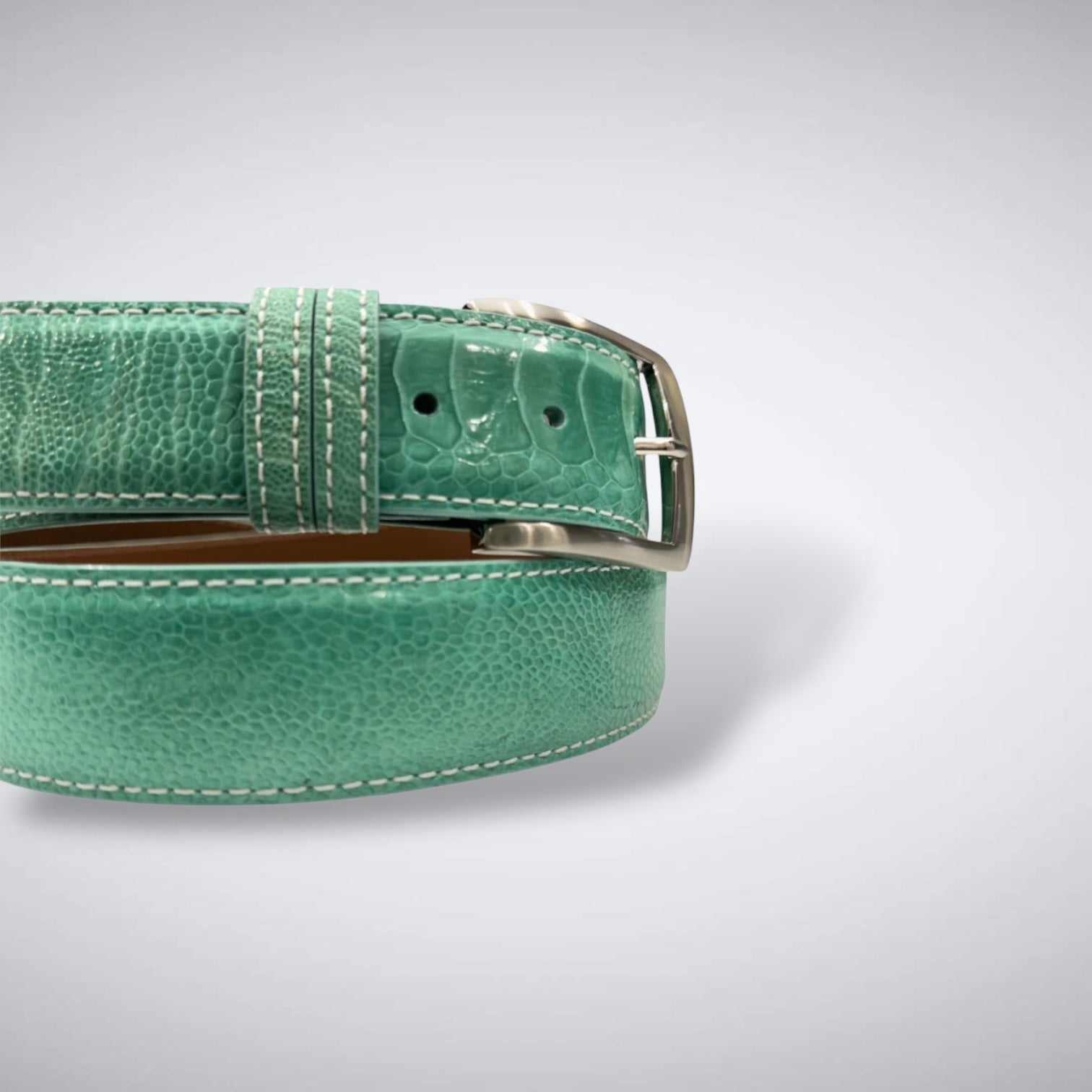 Ostrich Shin Belt: Tiffany