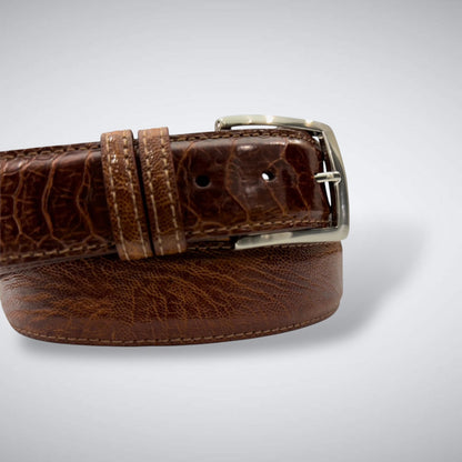 Ostrich Shin Belt: Cognac