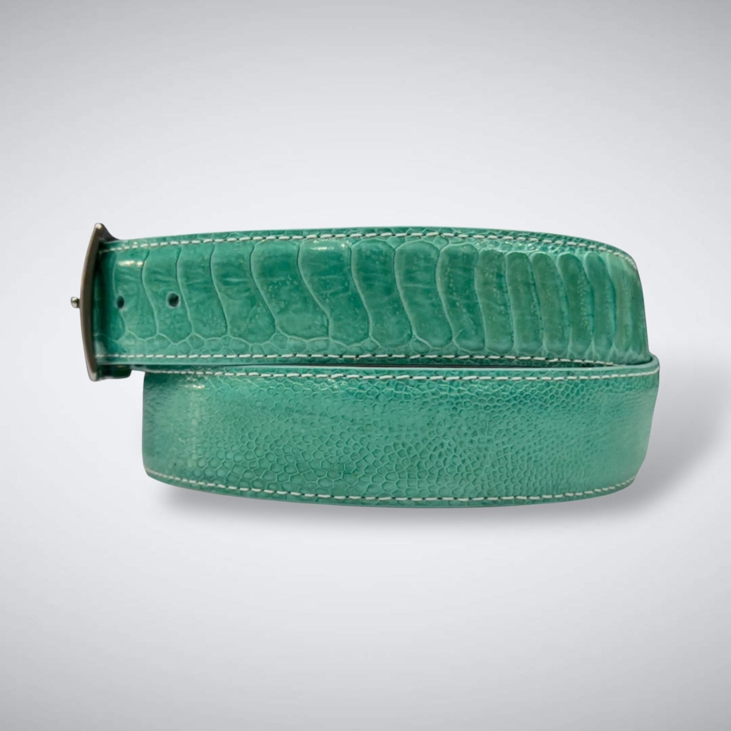 Ostrich Shin Belt: Tiffany