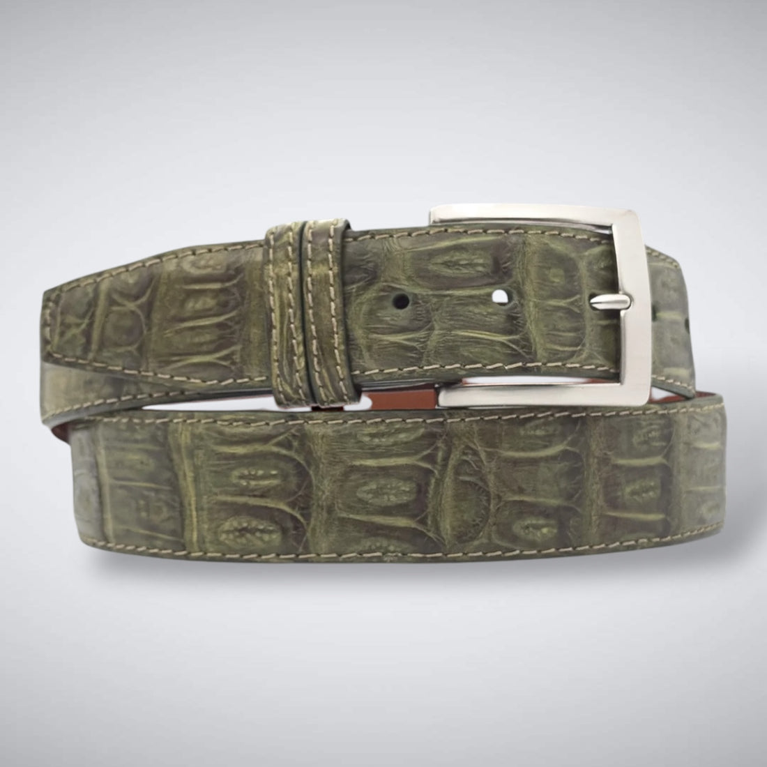 Ready To Ship Caiman Belt: Olive Diamond Tip (1.5&quot; width)