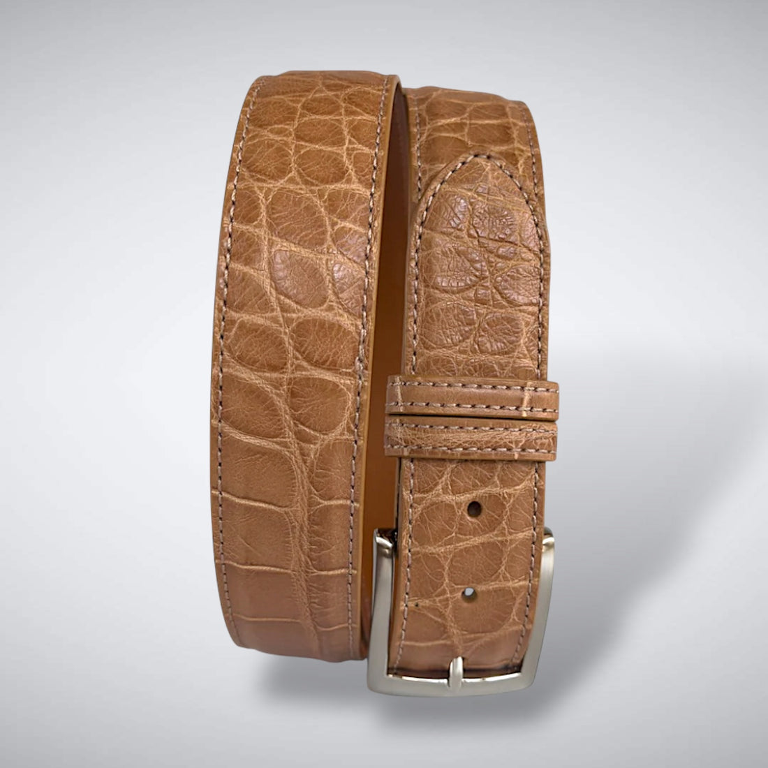 American Matte Alligator Belt: British Tan