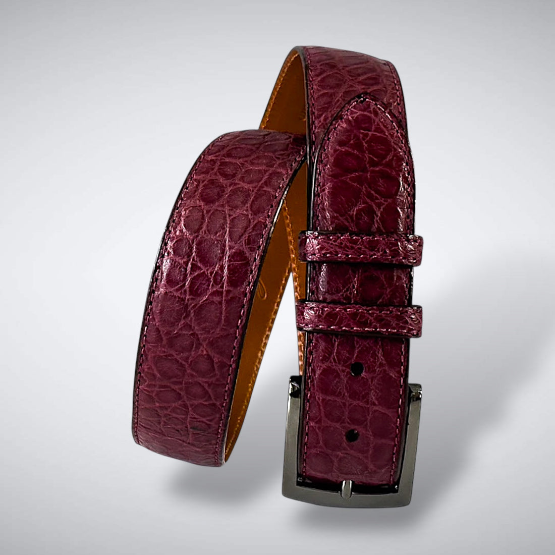 American Matte Alligator Belt: Burgundy