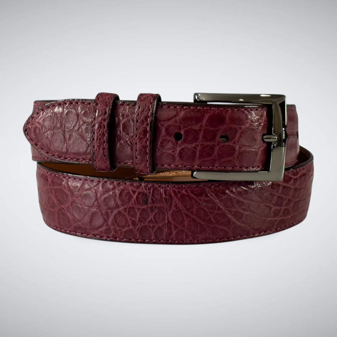 American Matte Alligator Belt: Burgundy