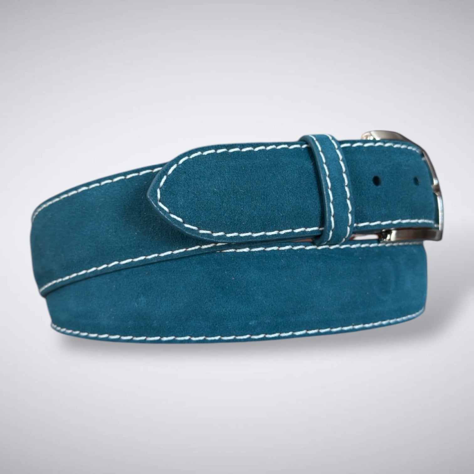 Ready To Ship Italian Calf Suede Belt: Seabrook Mist (1.5 Width)