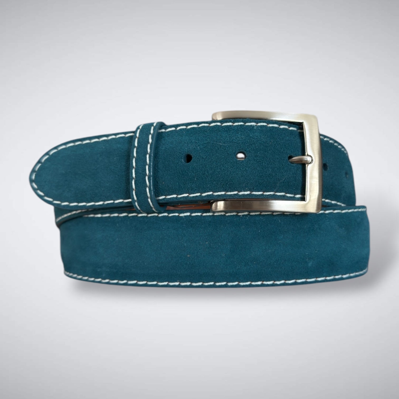 Ready To Ship Italian Calf Suede Belt: Seabrook Mist (1.5 Width)
