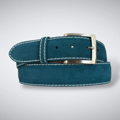 Ready To Ship Italian Calf Suede Belt: Seabrook Mist (1.5 Width)