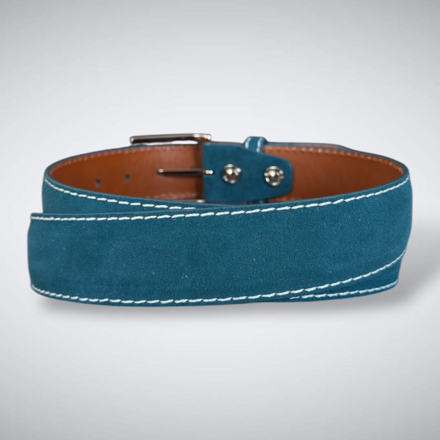 Ready To Ship Italian Calf Suede Belt: Seabrook Mist (1.5 Width)