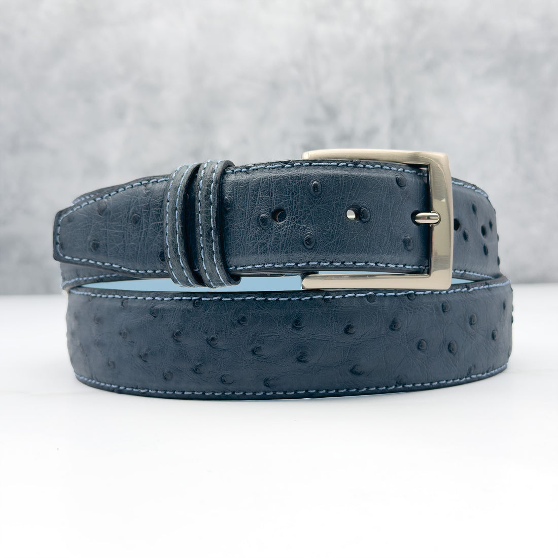 Ready To Ship Ostrich Quill Belt: Blue Quill Ridge