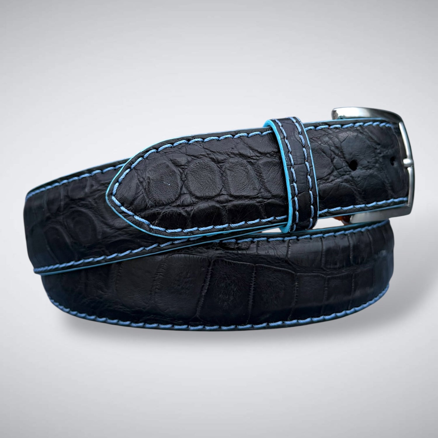 Ready To Ship Alligator Belt: Ravencrest Azure (1.5 Width)