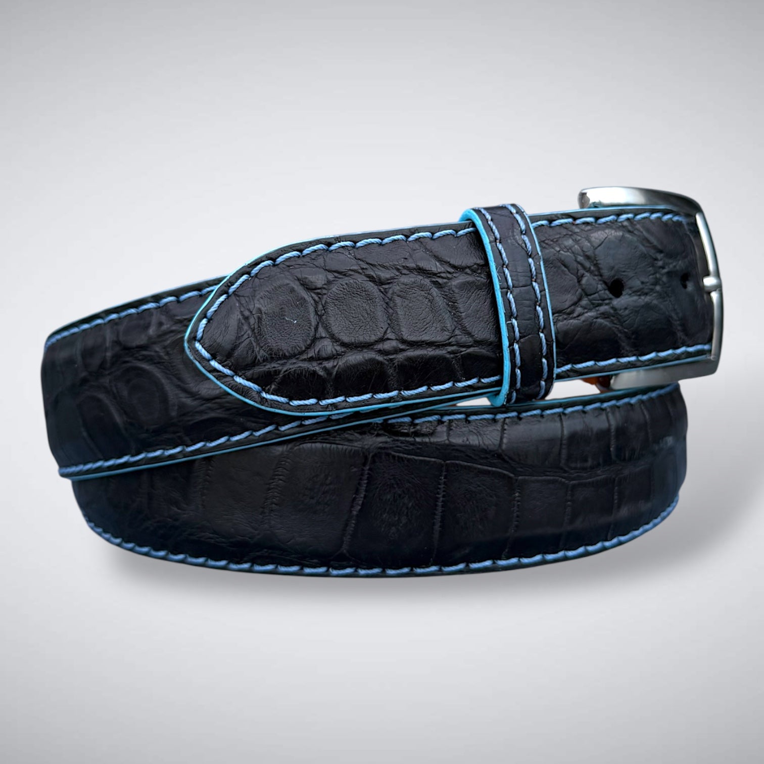 Ready To Ship Alligator Belt: Ravencrest Azure (1.5 Width)