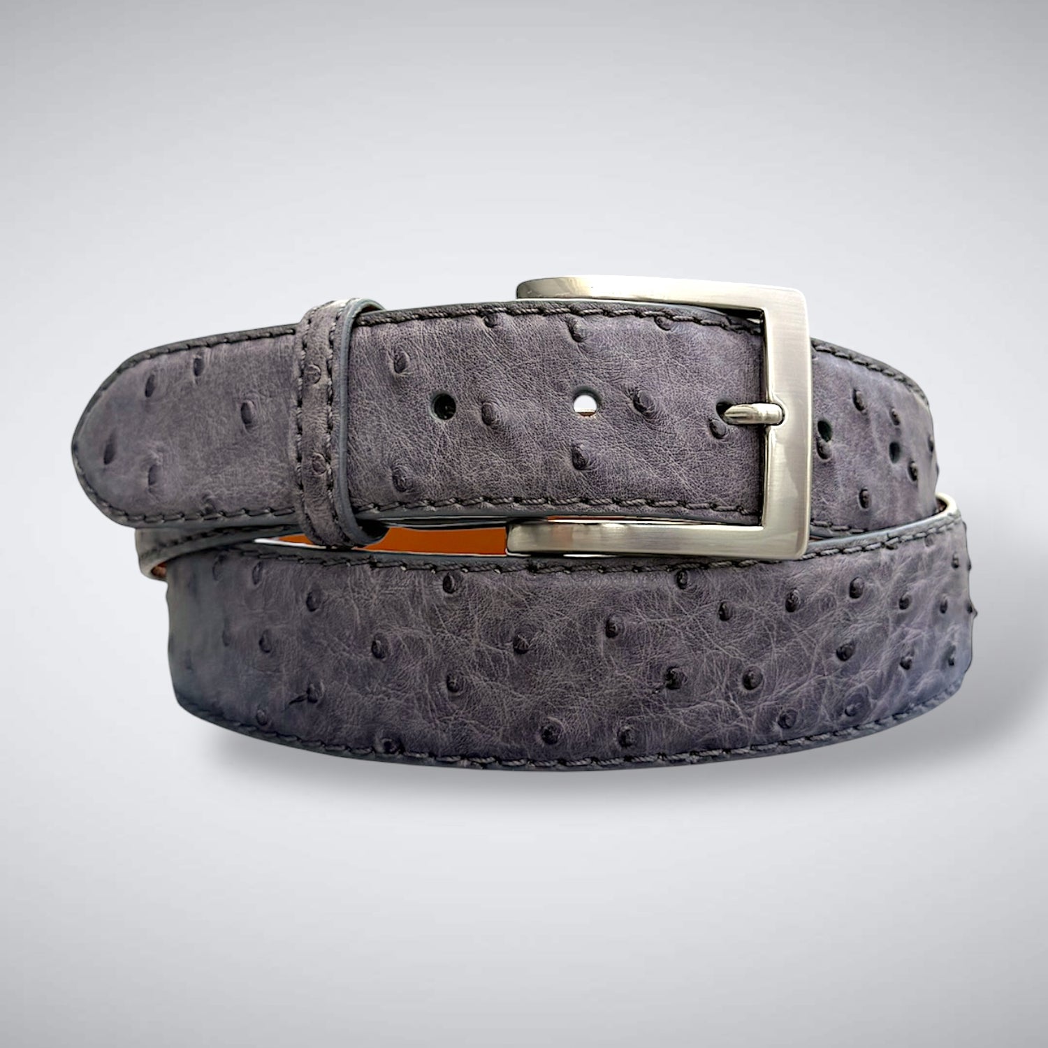 Ready To Ship Ostrich Quill Belt: Grey Hawk  1.5&quot; width