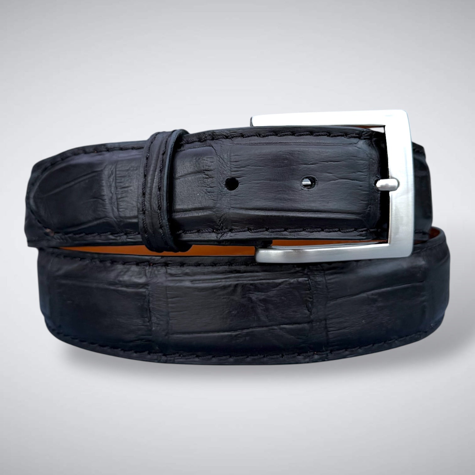 Ready To Ship Alligator Belt: Ravencrest Noir (1.5 Width)
