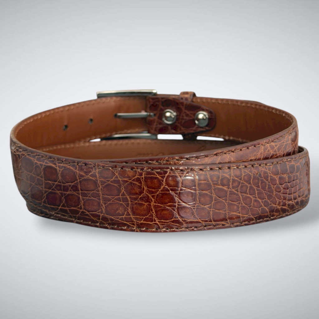 Rothschild Crocodile Belt (Dark Cognac Tonal Stitch)
