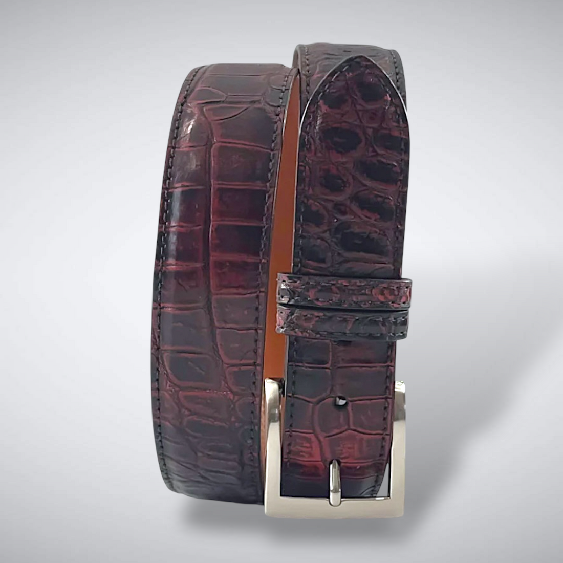 Single Piece Jacob Hill Leather Black Cherry Belt