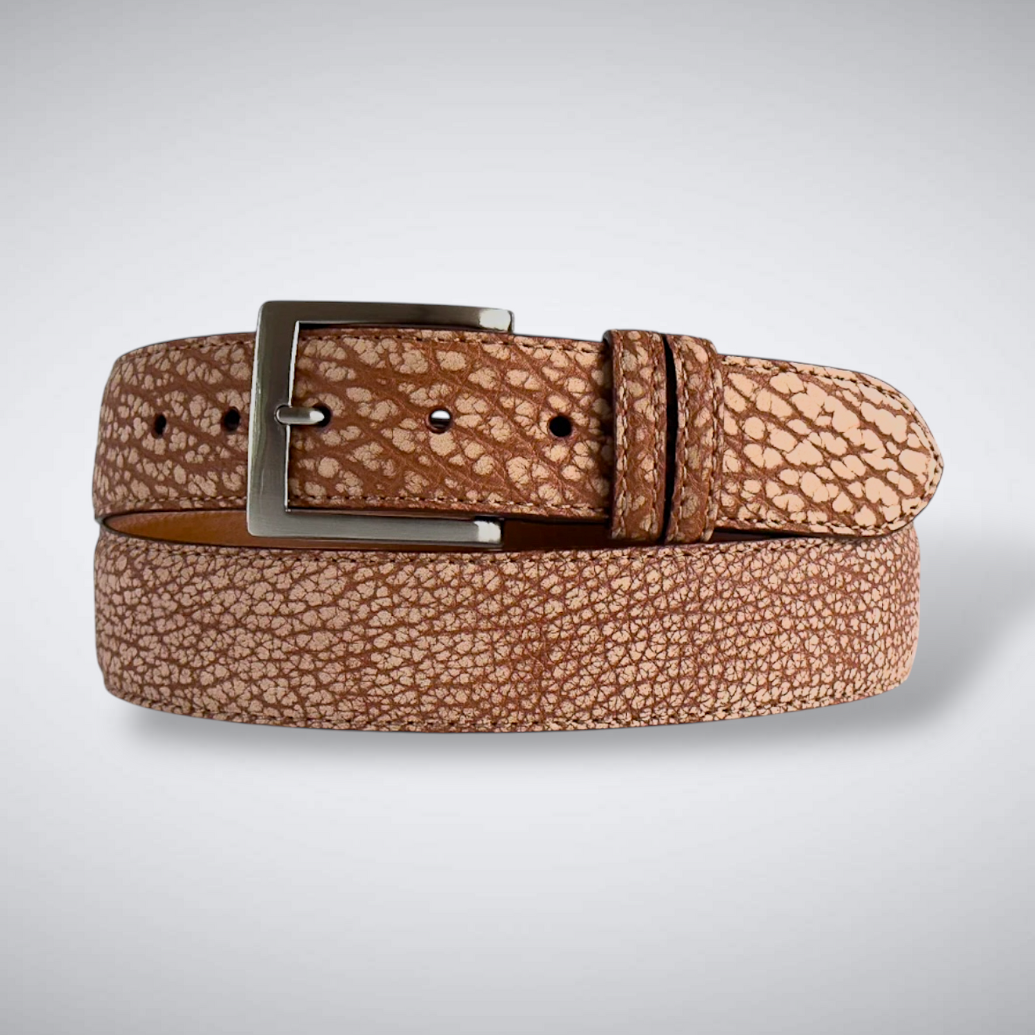 American Bison Belt: Cognac Suede