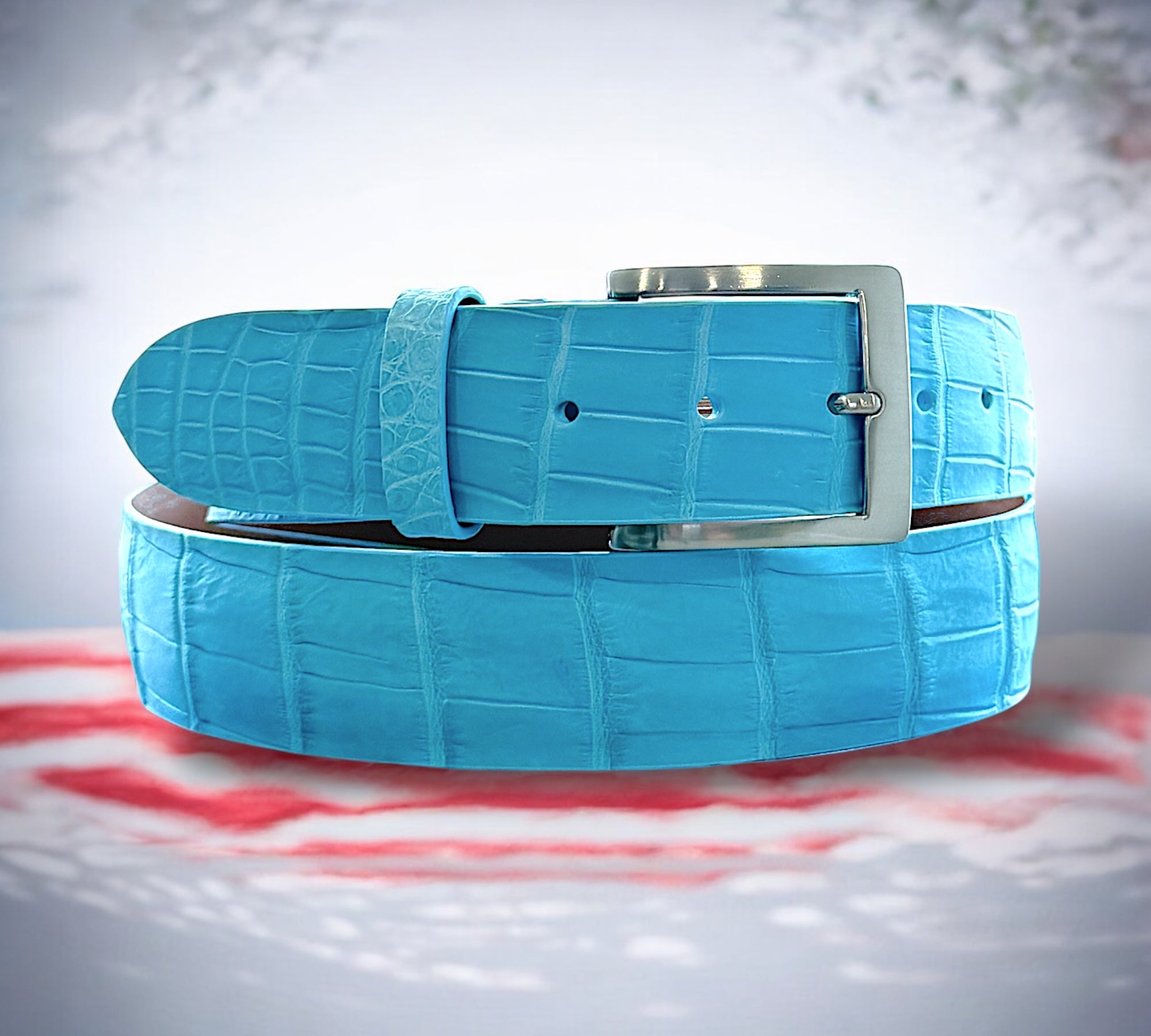 Alligator Belt — Sky Blue | Matte w/ matching stitch