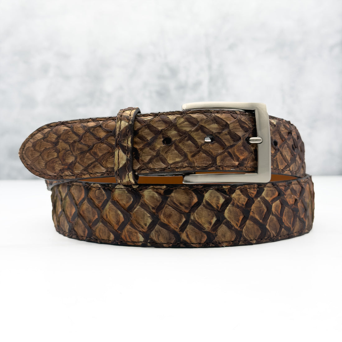 Ready To Ship Pirarucu Belt: Setting Sun Tan