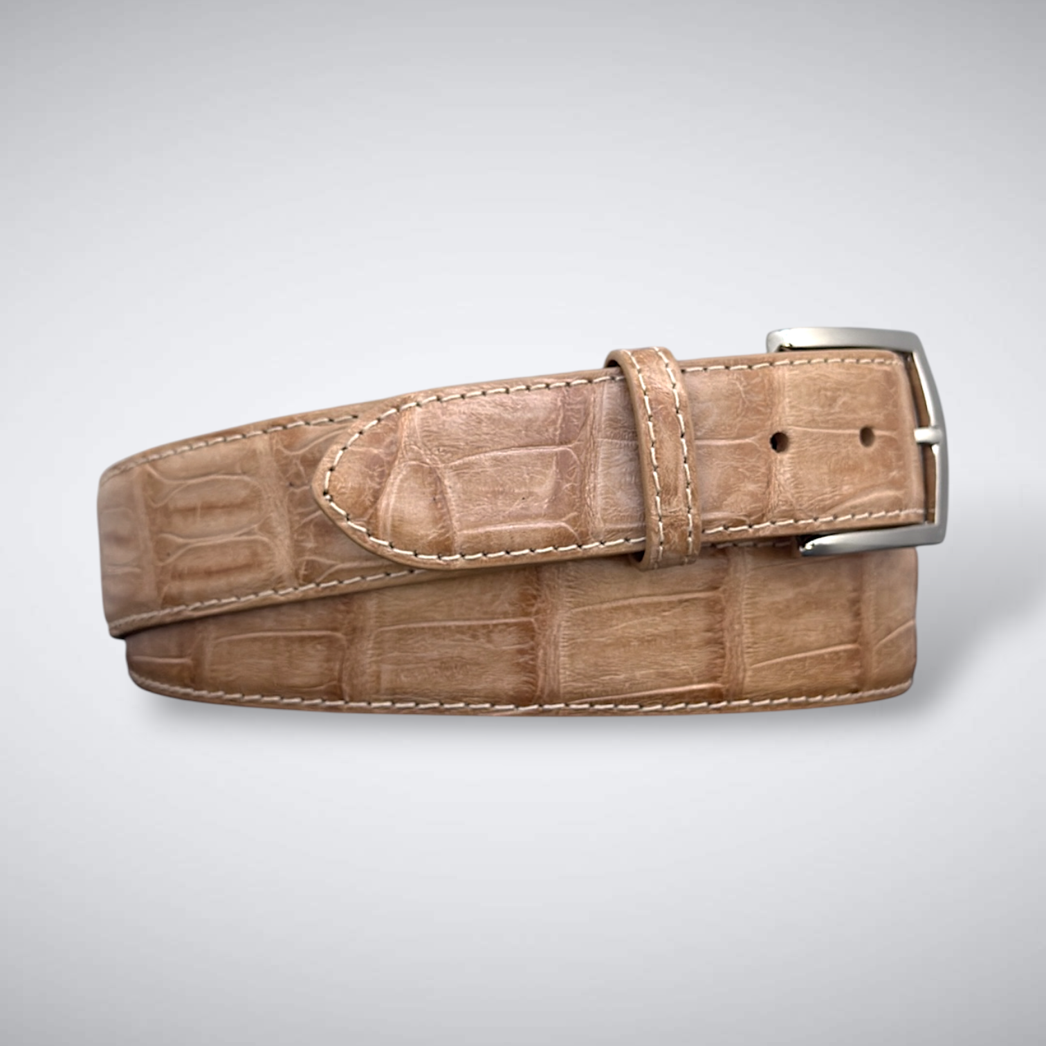Caiman Belt — Tan | Tail | Tonal Stitch