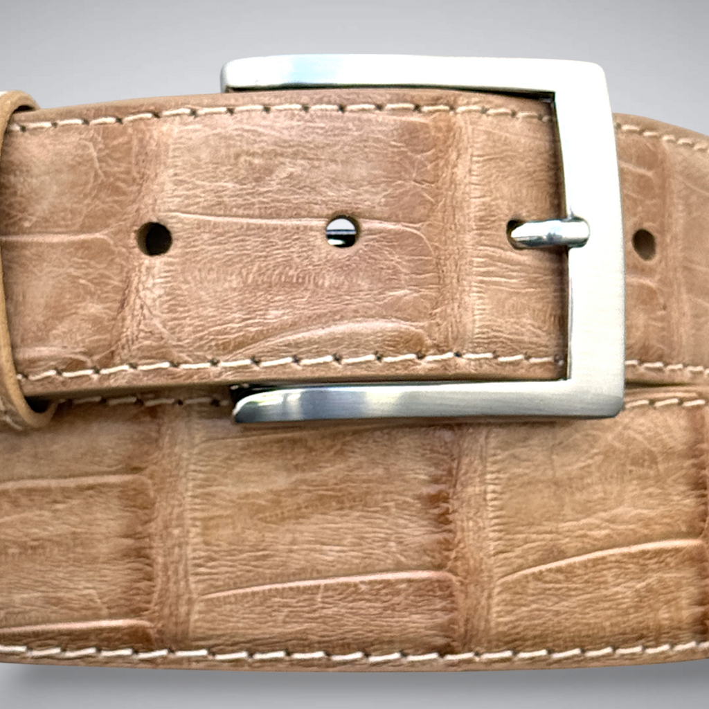 Caiman Belt — Tan | Tail | Tonal Stitch