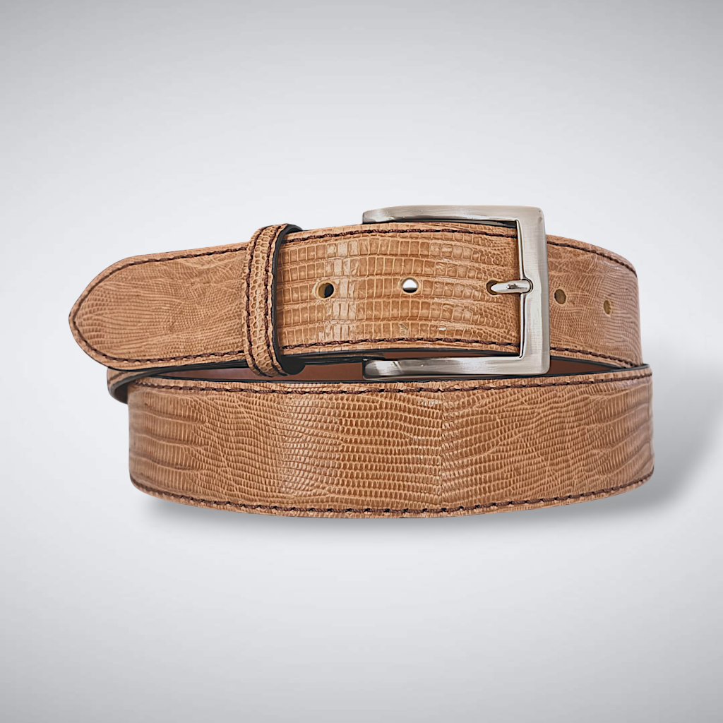 Lizard Belt — Tan | Brown Stitch