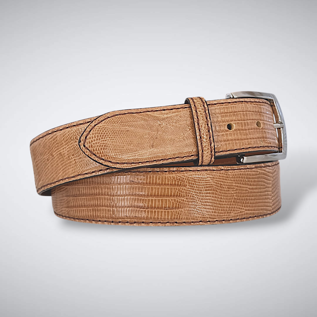 Lizard Belt — Tan | Brown Stitch
