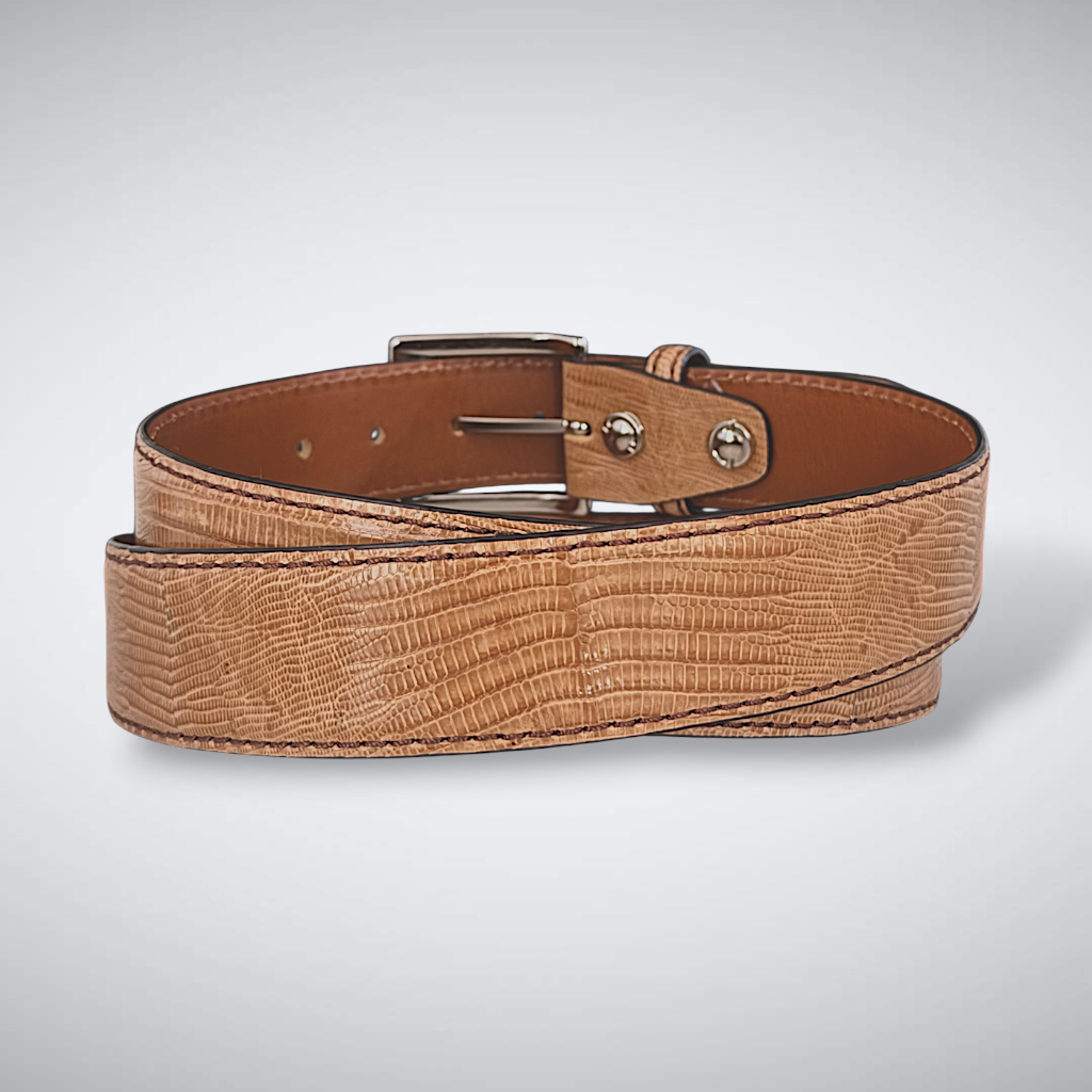 Lizard Belt — Tan | Brown Stitch