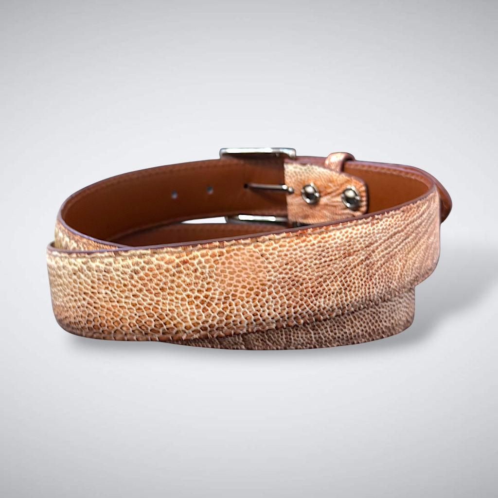 Ostrich Belt — Tan and White | Shin