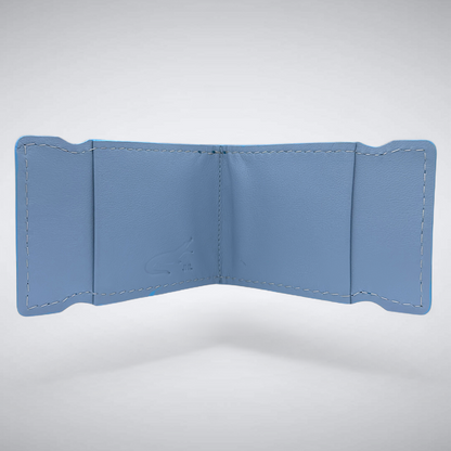 The Daly Cash Cover — Navy Ostrich Quill with Sky Blue Stitch