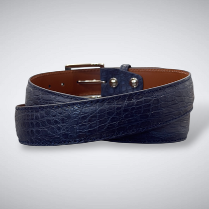 Versailles Crocodile Flank Belt (Navy Grey Stitch)