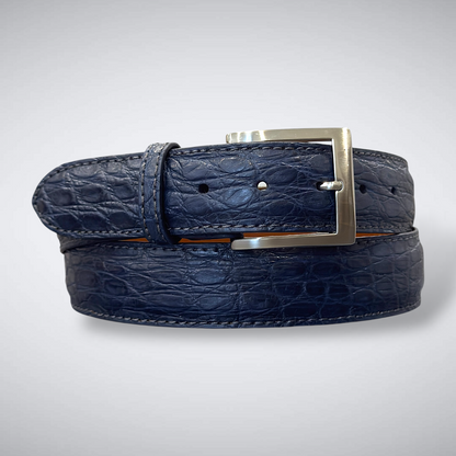 Versailles Crocodile Flank Belt (Navy Grey Stitch)