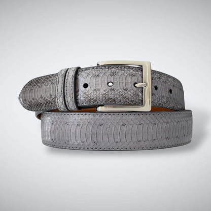 Water Snake Back Cut Belt: Marked Grey