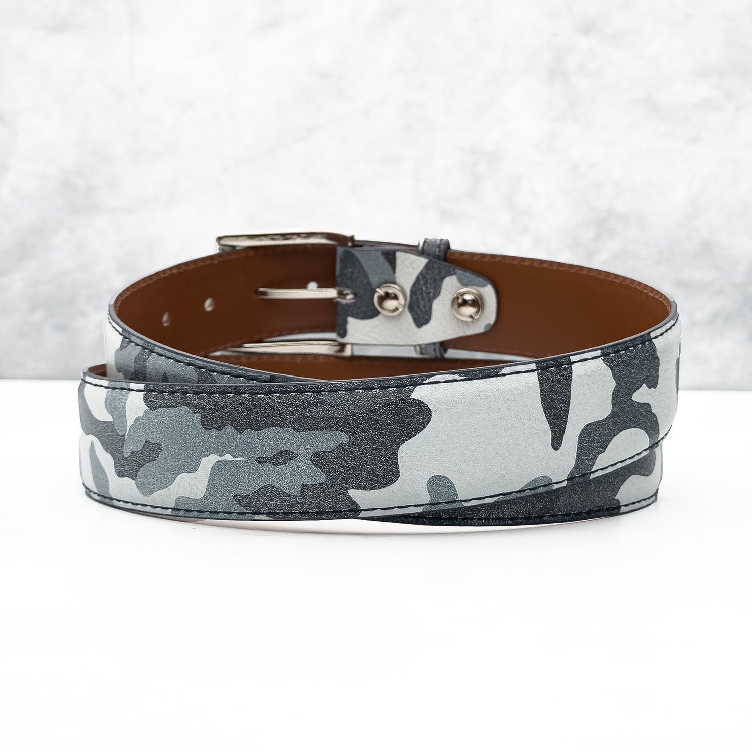 Italian Calf Belt: White Camo