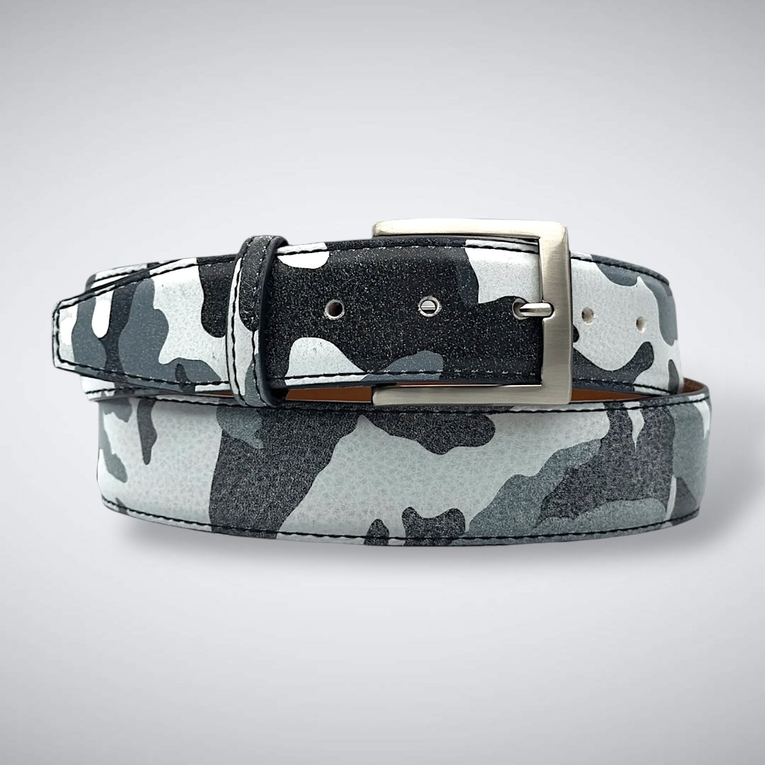 Italian Calf Belt: White Camo