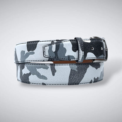 Italian Calf Belt: White Camo